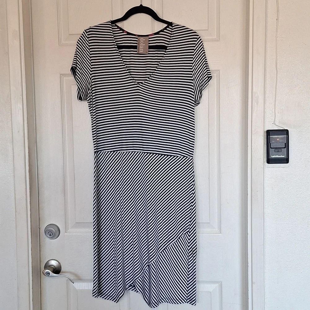 Dolan Left Coast Anthropologie Blue White Striped Dress Women Large
